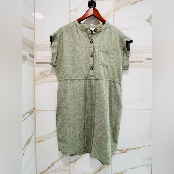 Time and Tru Gray Linen Button-Front Dress | Women’s Medium - Picture 6 of 13